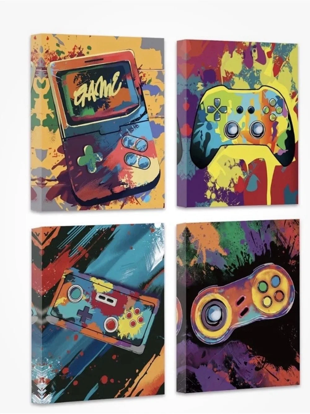 Colorful Video Game Controller Wall Art Set - Multicolor